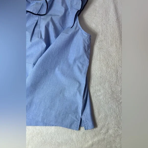 J Crew Womens s14 Ruffle Blouse Cotton Poplin Feminine Nautical Blue 100% cotton - Picture 13 of 13